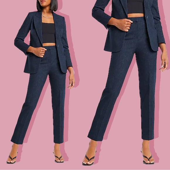 Express Pants - NWT Express High Waist High Rise Straight Ankle Pant Heather Navy Blue Sz 6